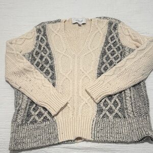 Derek Lam 10 Crosby  Cream and Gray Cable Knit Sweater